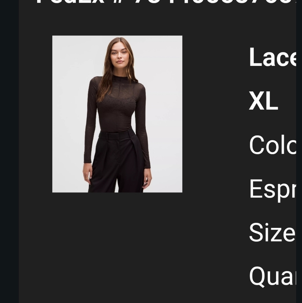 Espresso Women's Lace LS Top - Lululemon